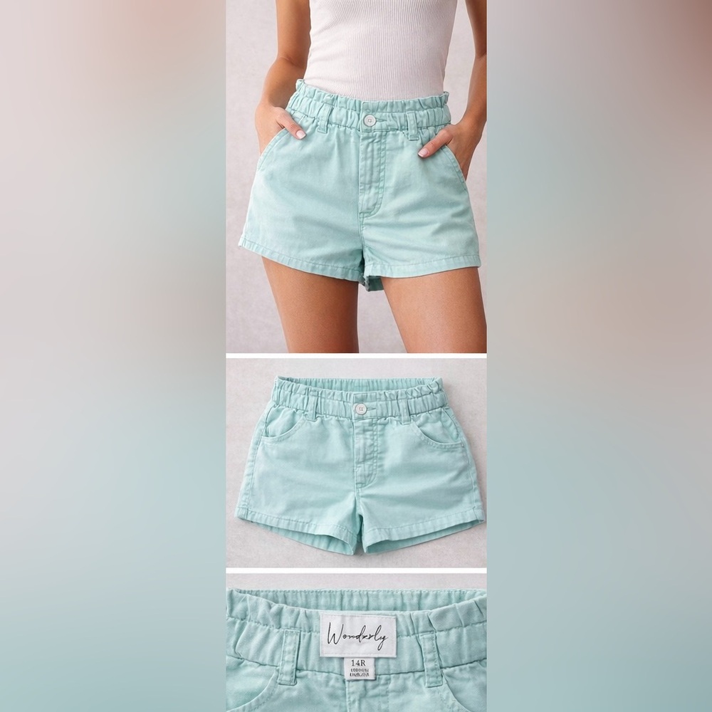 Wonderly paperbag Waist shorts women’s size 14 mint green casual summer short